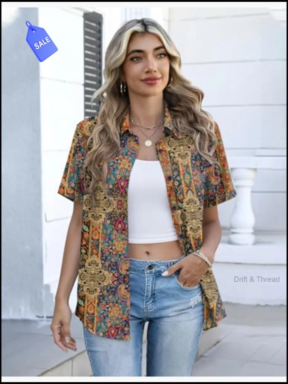 Short Sleeve Button Down Shirt V Neck Blouse Dressy Casual Summer Top - Picture 3 of 7